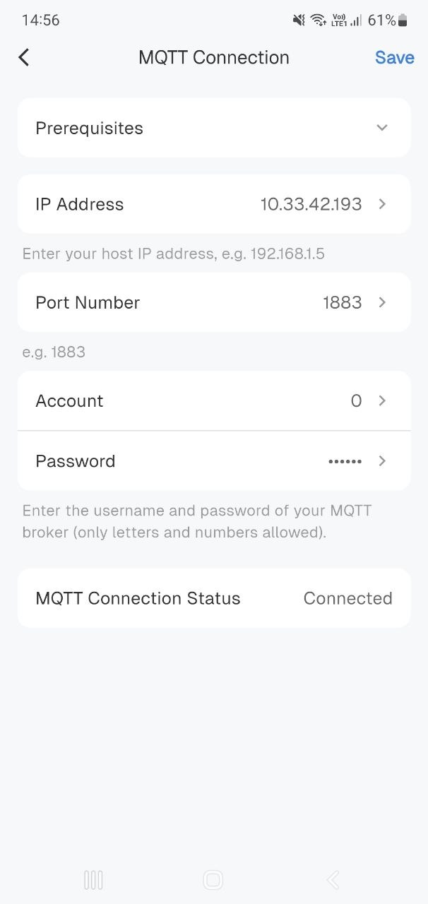 Статус MQTT Connected