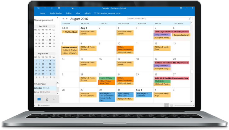 Ноутбук на котором выводится календарь переговорной комнаты