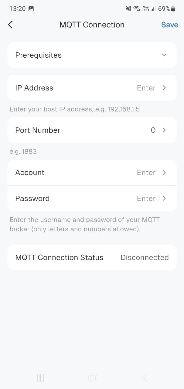 Настройки MQTT Connection на датчике